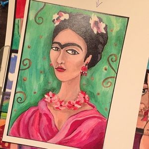 PRINT Frida Kahlo in Pink & Green